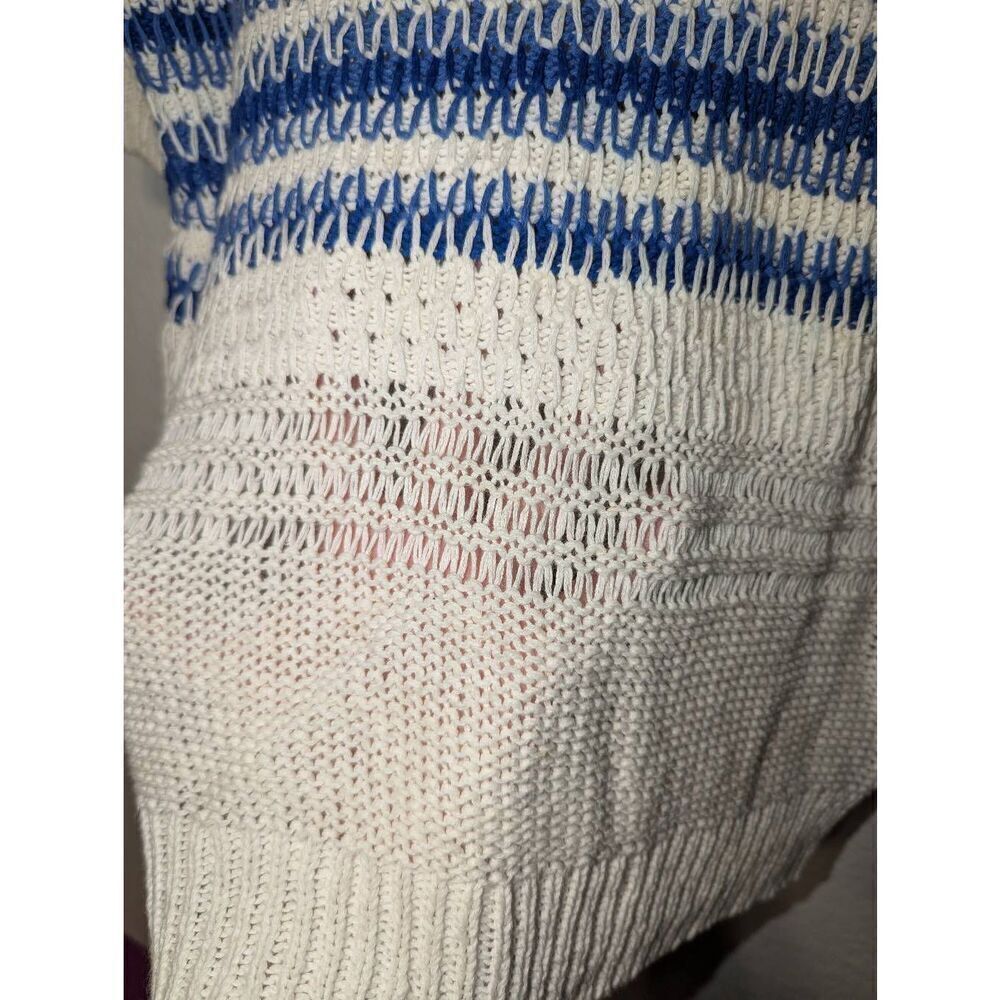 Current‎ Elliott The Mixed Stitch Stripe Half-Sleeve Sweater Blue Horizon Size 0 - Picture 14 of 16